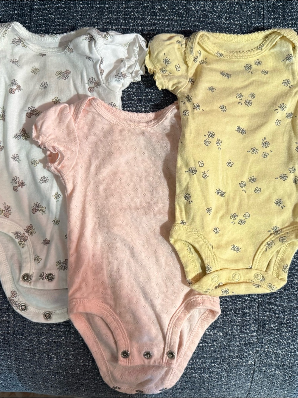 Carter's Baby Girl Short-Sleeve Bodysuit Trio - Pink, Yellow, White